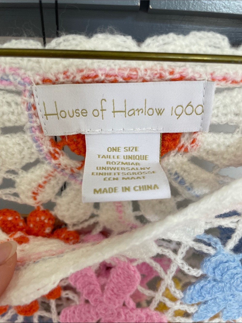 House of Harlow 1960 Crochet Fringe Poncho - White, Pink, Red, Blue, Yellow - Picture 2 of 3